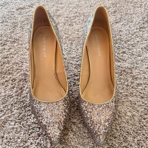 Marc Fisher Glittery Silver Heels